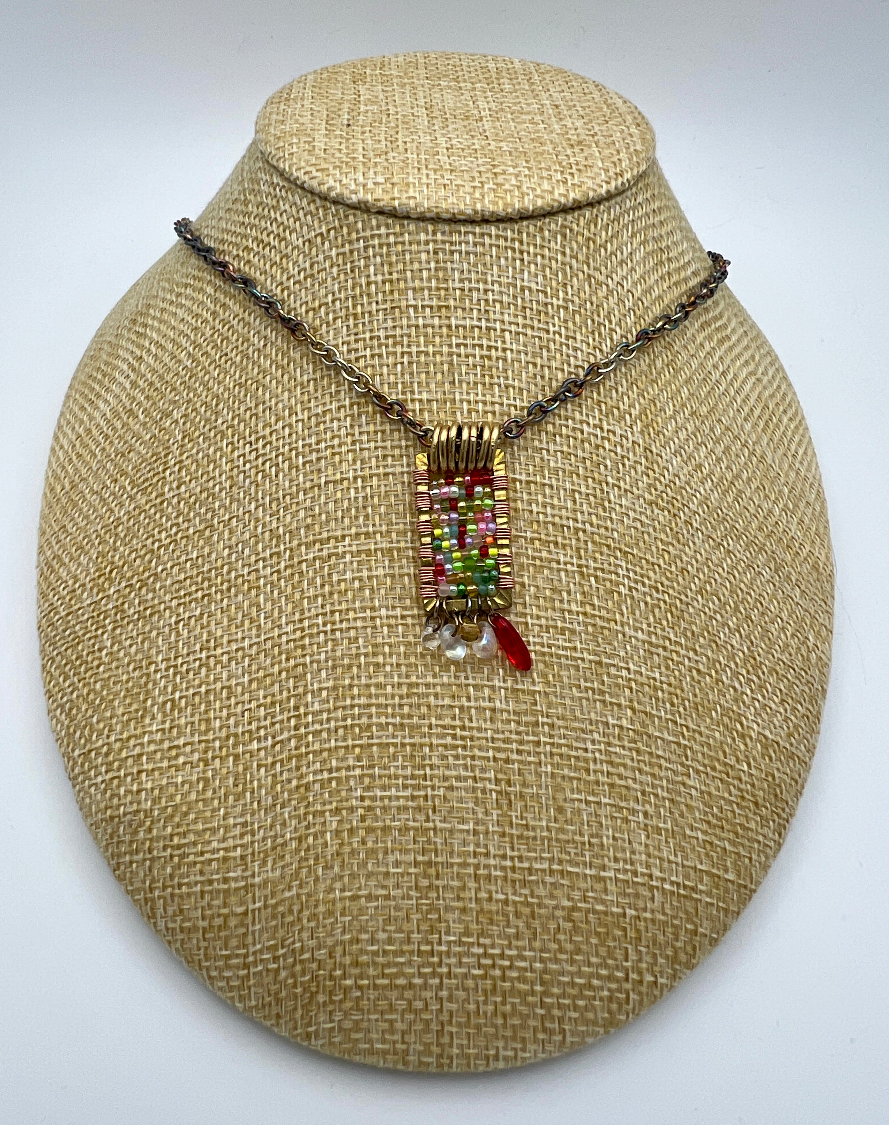 Gumdrop Pendant with Bronze Square Frame