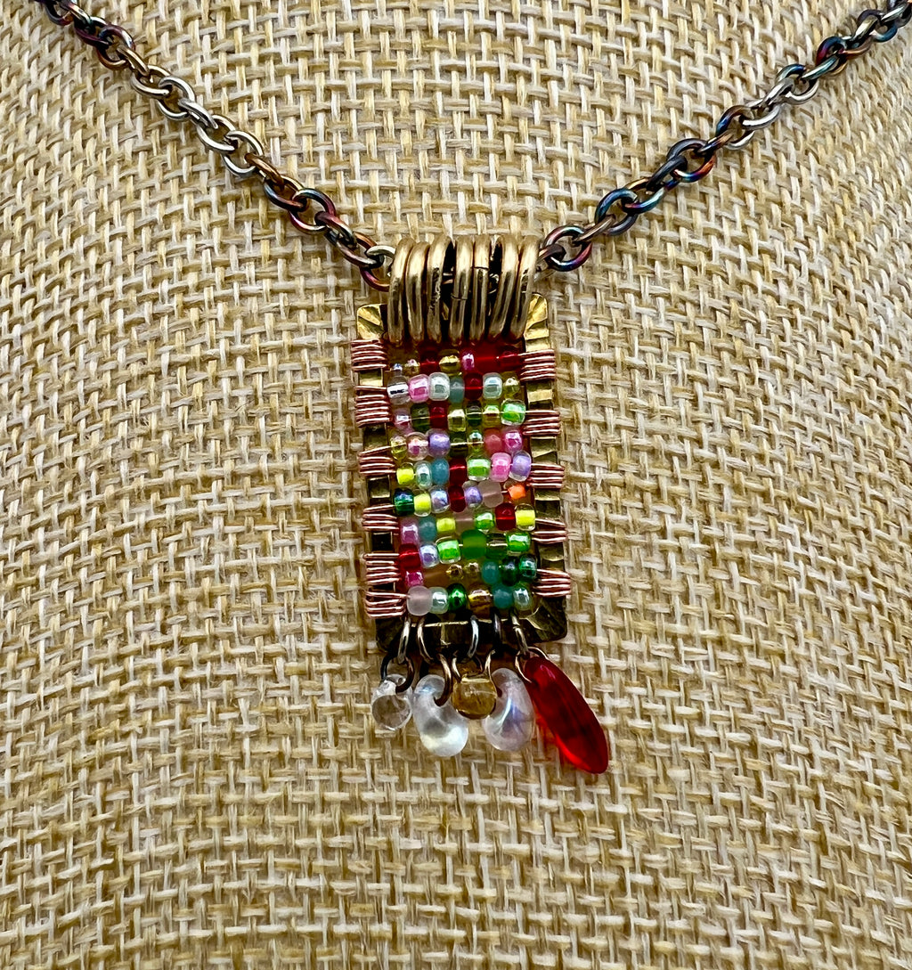 Gumdrop Pendant with Bronze Square Frame