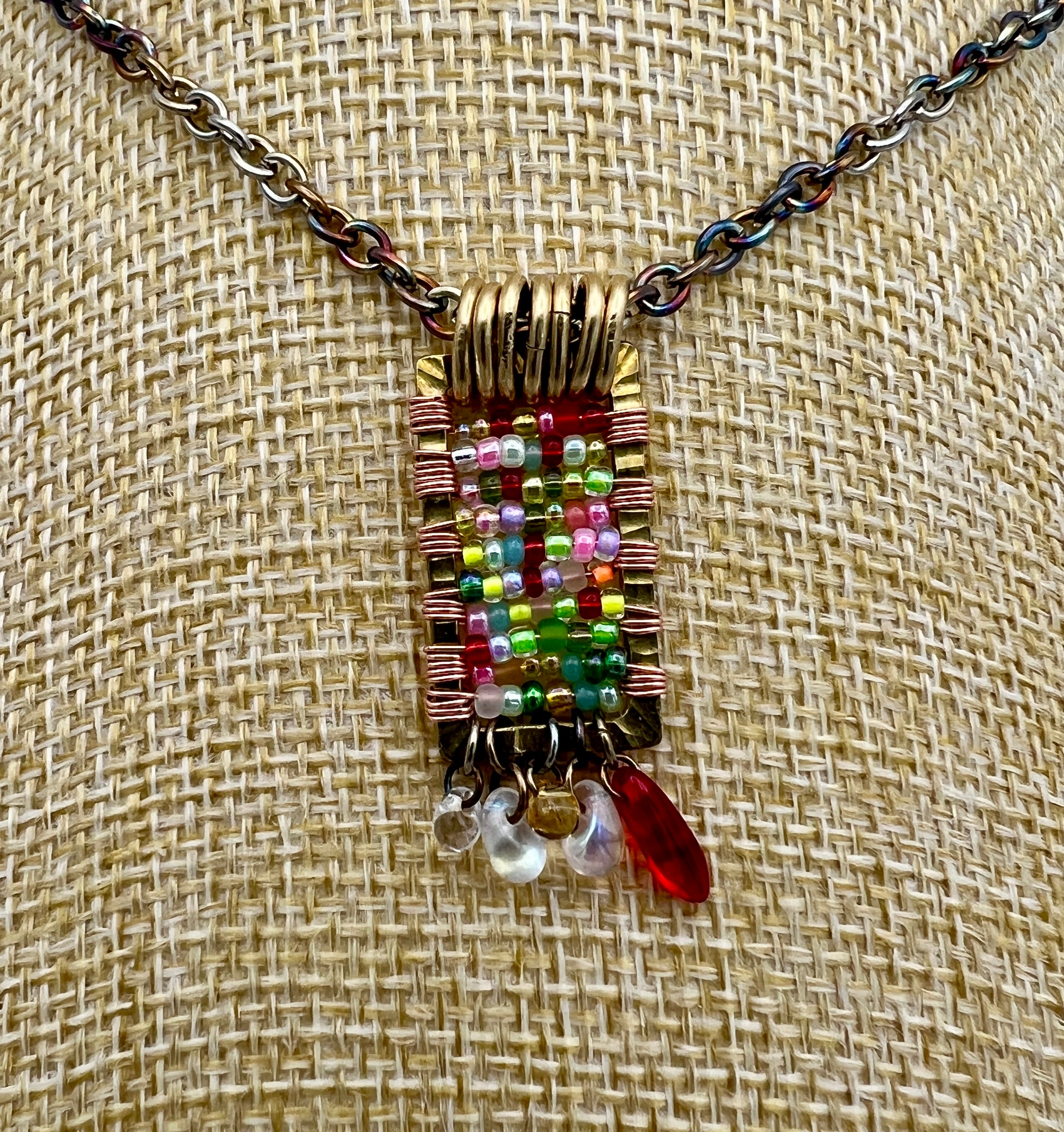 Gumdrop Pendant with Bronze Square Frame